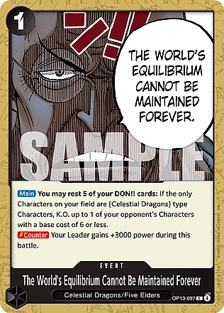 The World's Equilibrium Cannot Be Maintained Forever